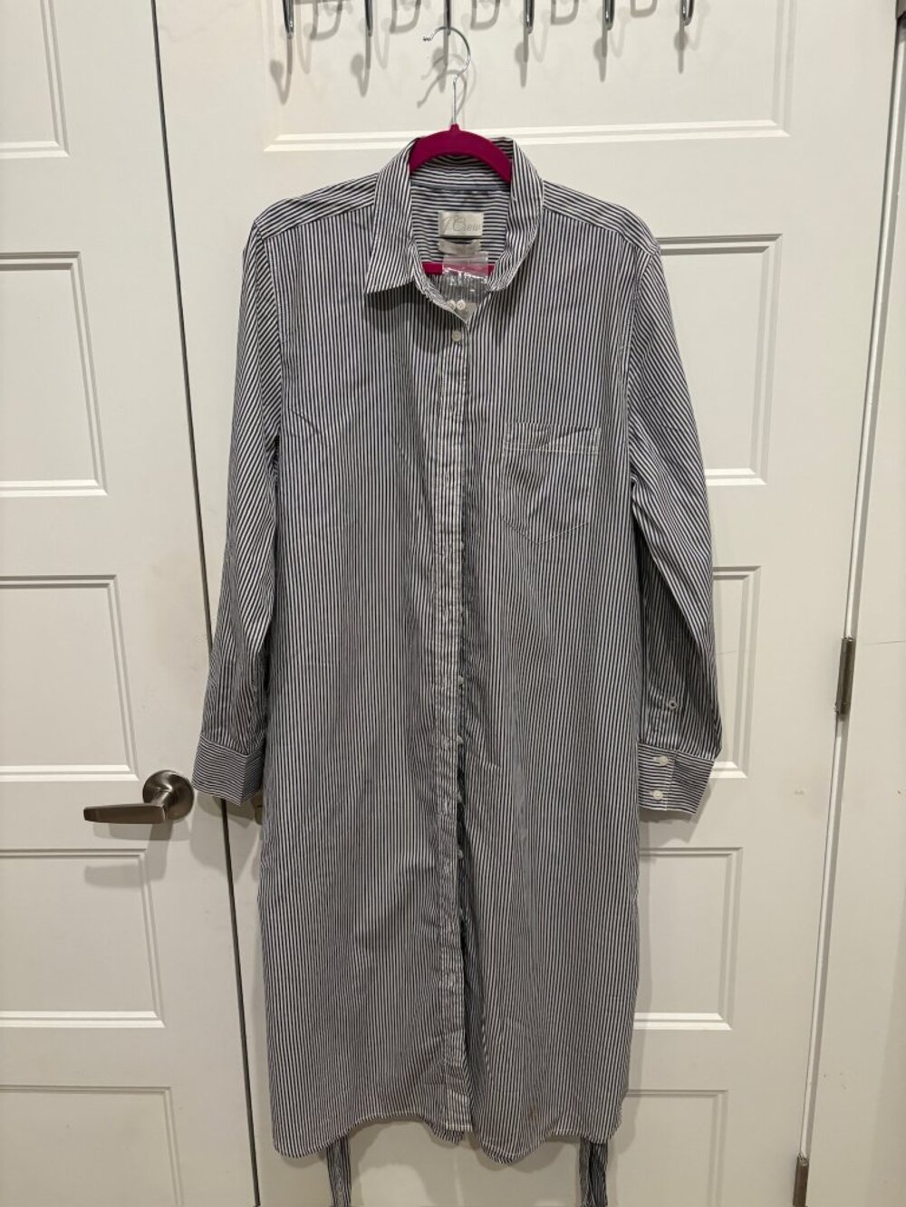 J. Crew Blue & White Striped Long-Sleeved Shirt Dress - 16 NWT